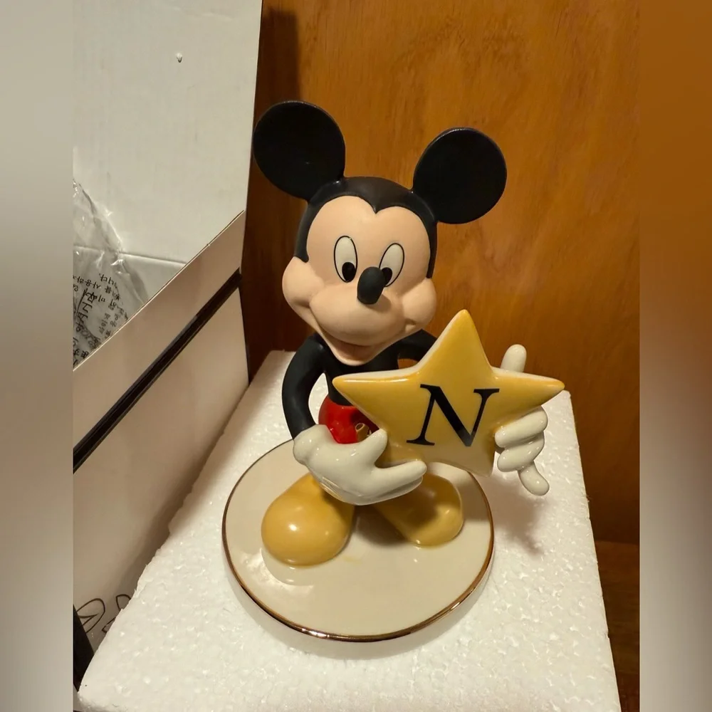 Lenox Disney You’re A Shining Star Mickey Mouse Figurine Letter N MONOGRAM NIB